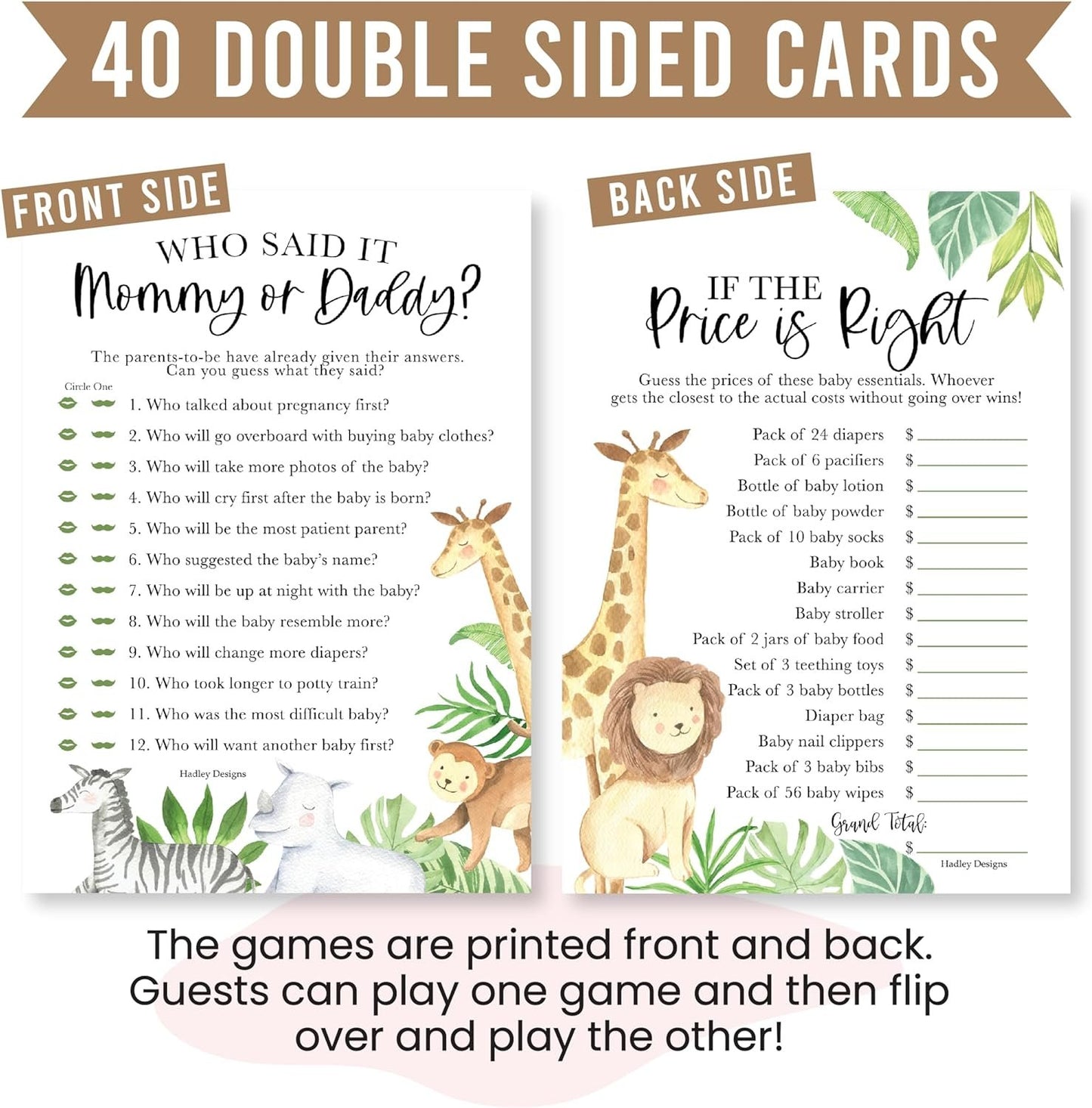 40 Safari Baby Shower Games Gender Neutral - Baby Girl Baby Shower Bingo Game Girl, Guess Who Mommy Or Daddy Baby Shower Game, Price Is Right Baby Shower Game, Hilarious Baby Shower Games Dad Jokes