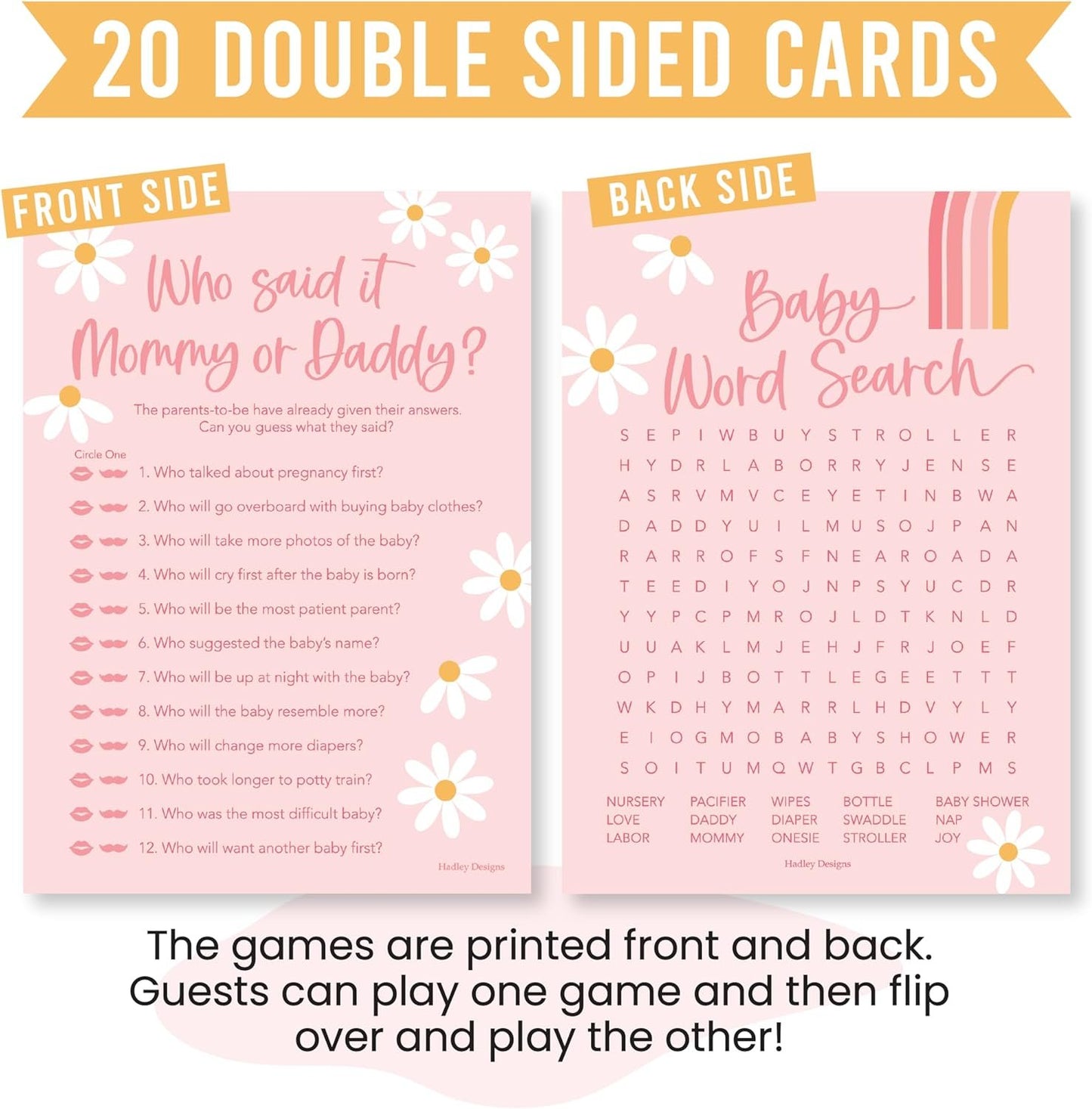 20 Retro Baby Shower Games For Girl - Hilarious Baby Shower Games Girl, Guess Who Mommy Or Daddy Baby Shower Game, Baby Girl Baby Shower Word Search Game, Baby Girl Baby Shower Games Funny