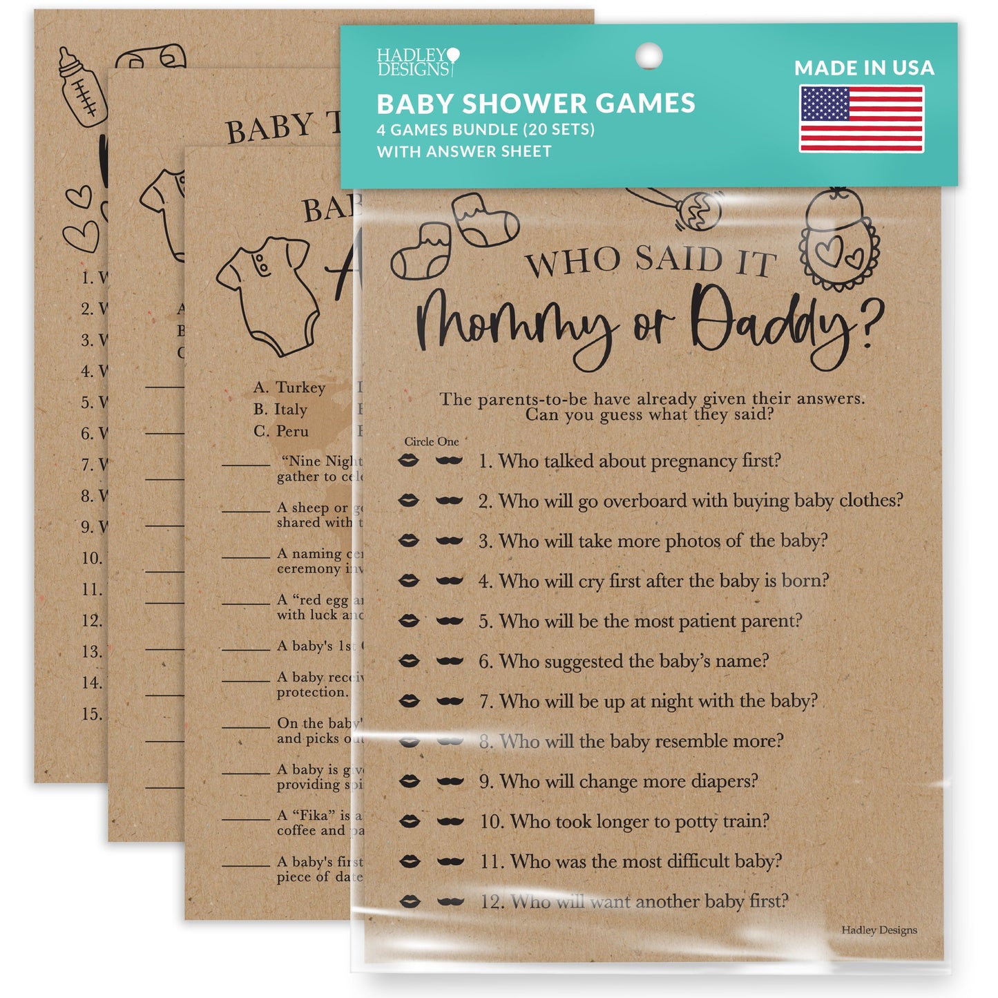 Who Said it, Who Knows Mommy Best, Baby Traditions, Family Feud Games | Set of 40 | Baby Shower Games