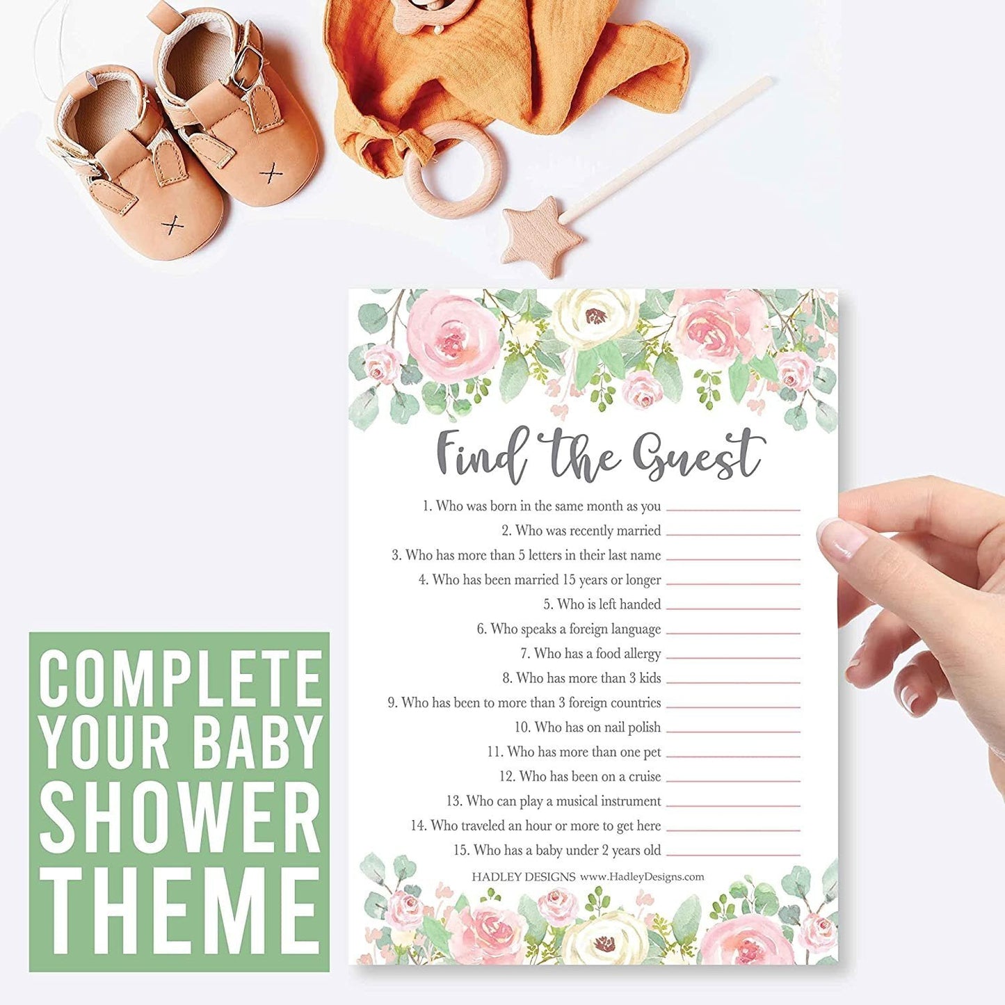 Trivia & Find the Guest Games | Set of 25 | Baby Shower Games