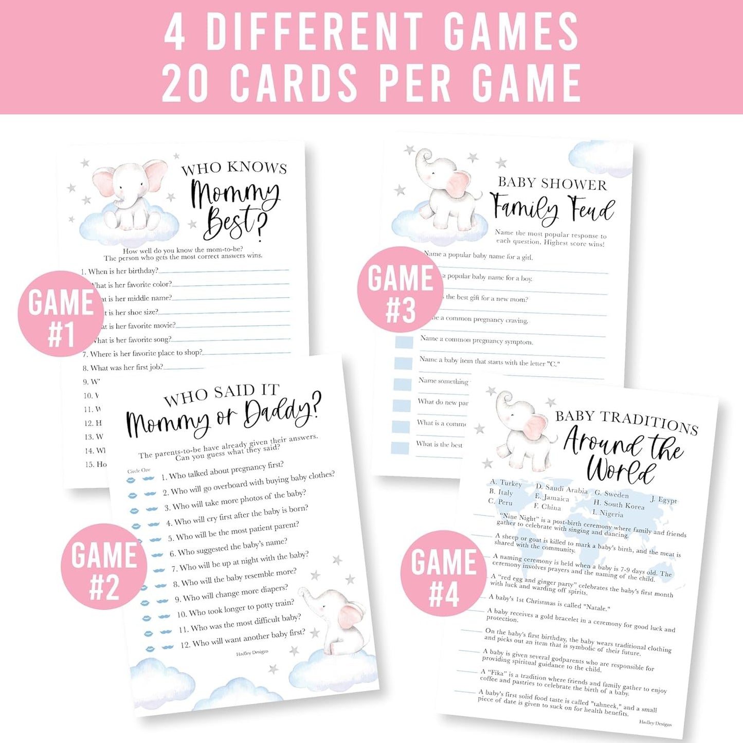 40 Elephant Baby Shower Games Boy - Who Knows Mommy Best Baby Shower Game, Guess Who Mommy Or Daddy Baby Shower Game, Baby Games For Baby Shower Family Feud Game, Baby Boy Baby Shower Tradition Cards