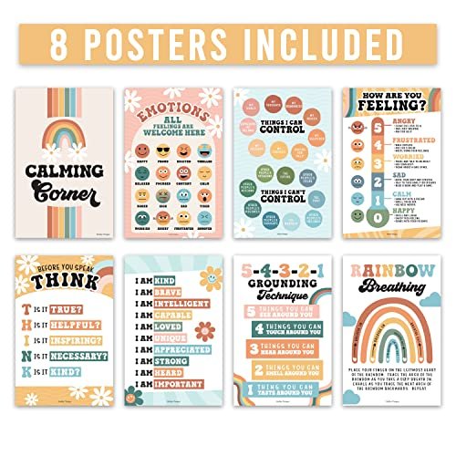 Retro Calming Corner Posters | Set of 9 | Classroom Decor