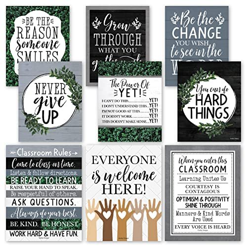 Farmhouse Modern Classroom Motivational Posters | Set of 9 | Educational Supplies