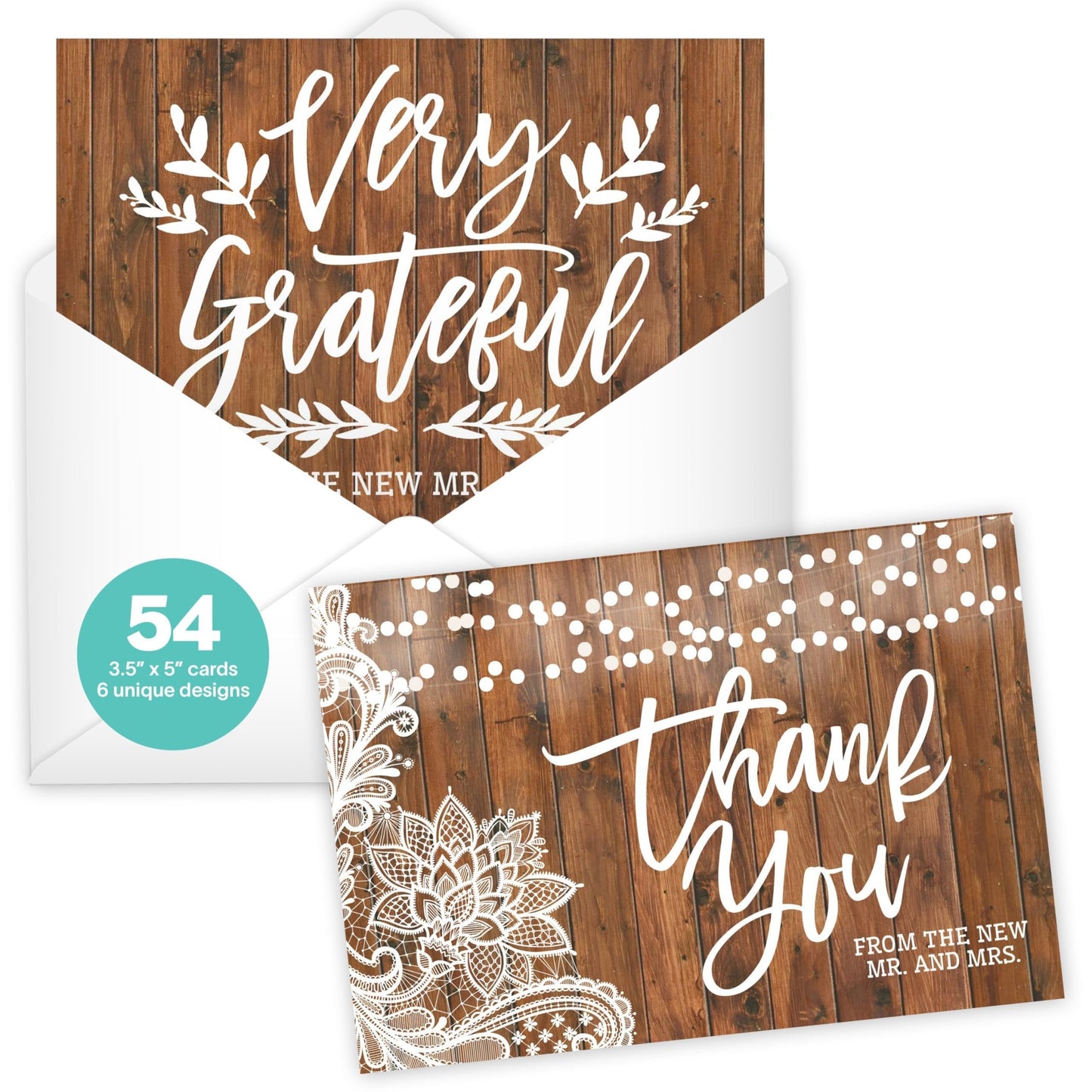 Wedding Thank You Cards | Set of 54 | With Envelopes