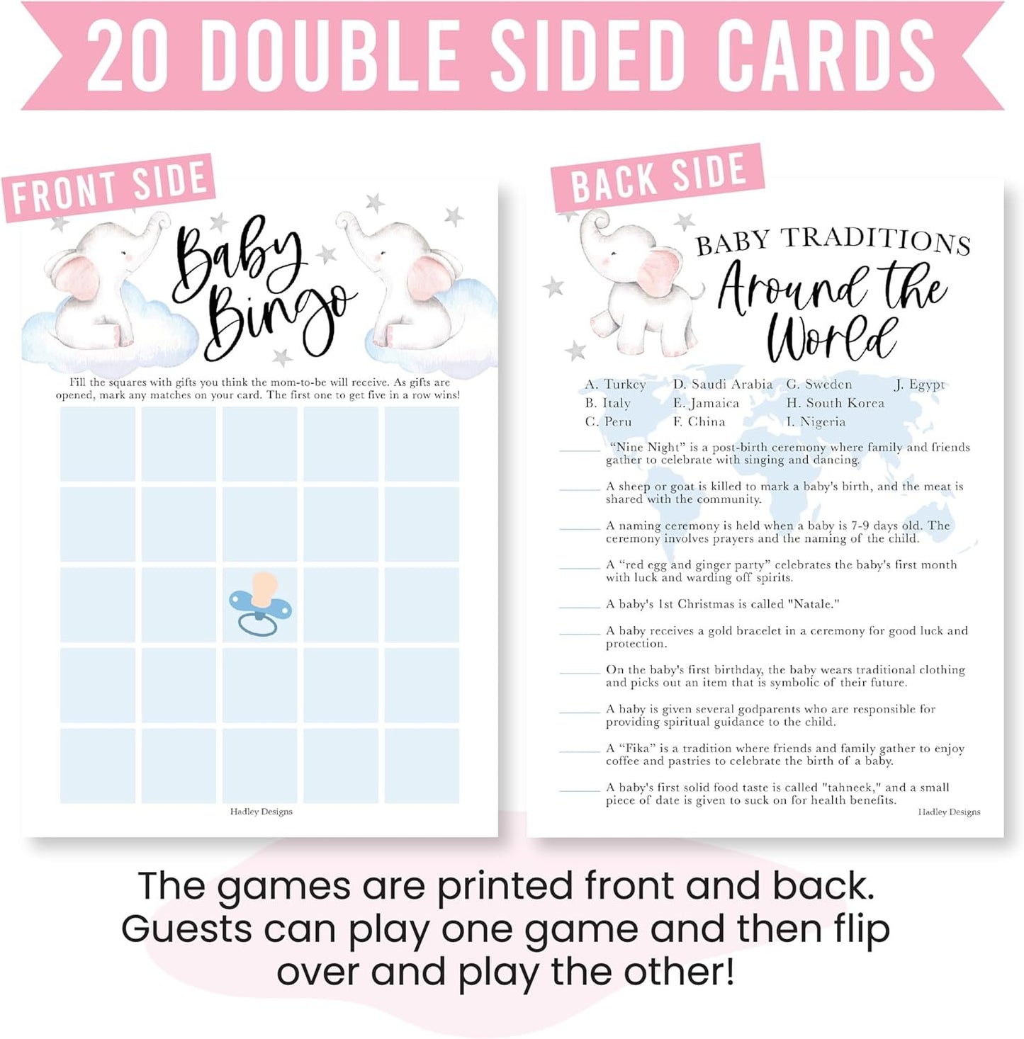 20 Elephant Baby Shower Games Boy - Hilarious Baby Shower Games For Boy, Baby Games For Baby Shower Bingo Games Boy, Baby Boy Baby Shower Tradition Cards, Baby Shower Boy Baby Shower Games Funny