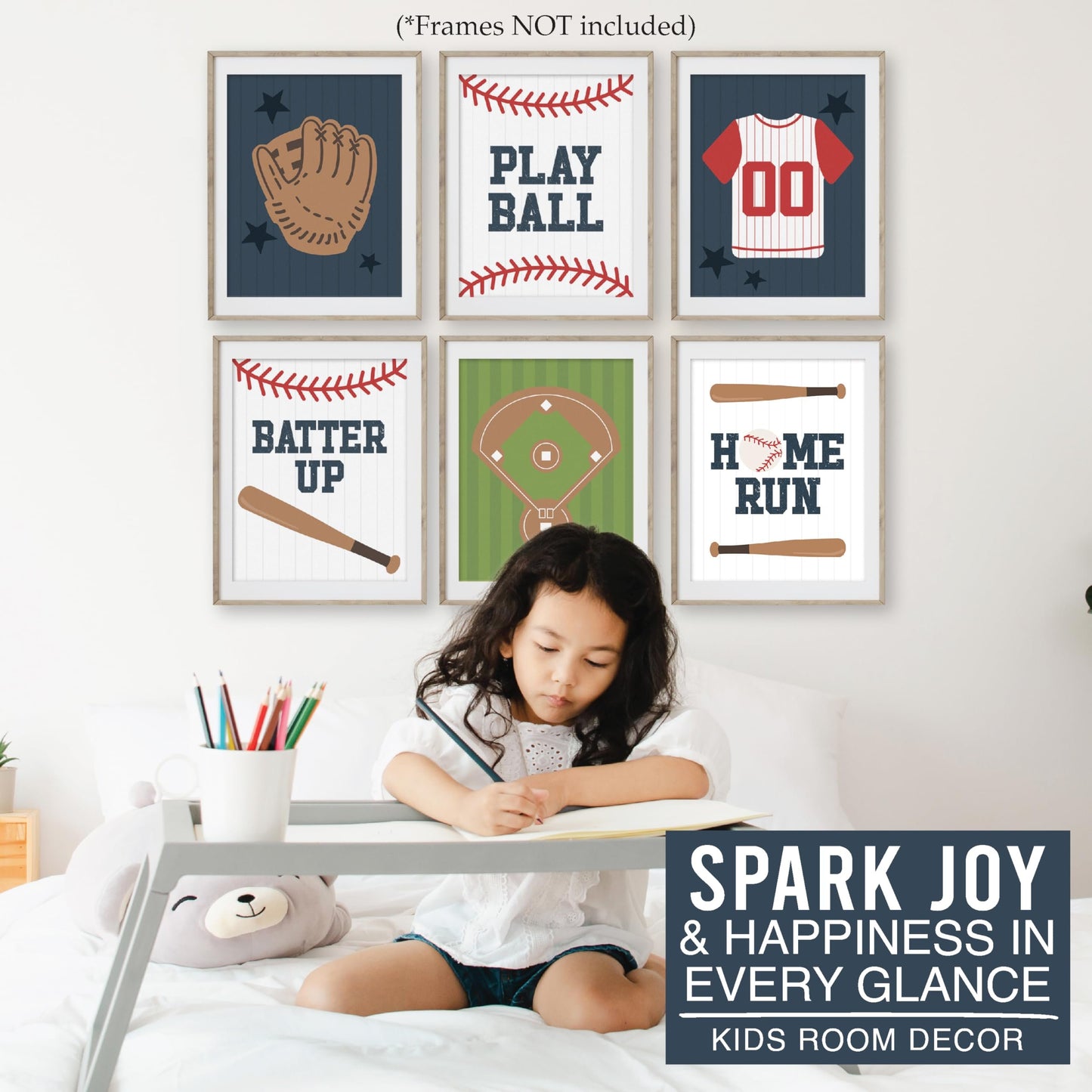 Baseball Children's Wall Art | Set of 6 | Home Decor