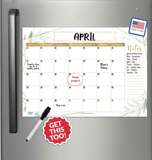 Greenery Magnetic Calendar For Refrigerator Dry Erase - Magnetic Fridge Calendar Dry Erase Magnetic Whiteboard For Fridge, Refrigerator Calendar Magnetic Dry Erase Calendar, Magnet Calendar For Fridge