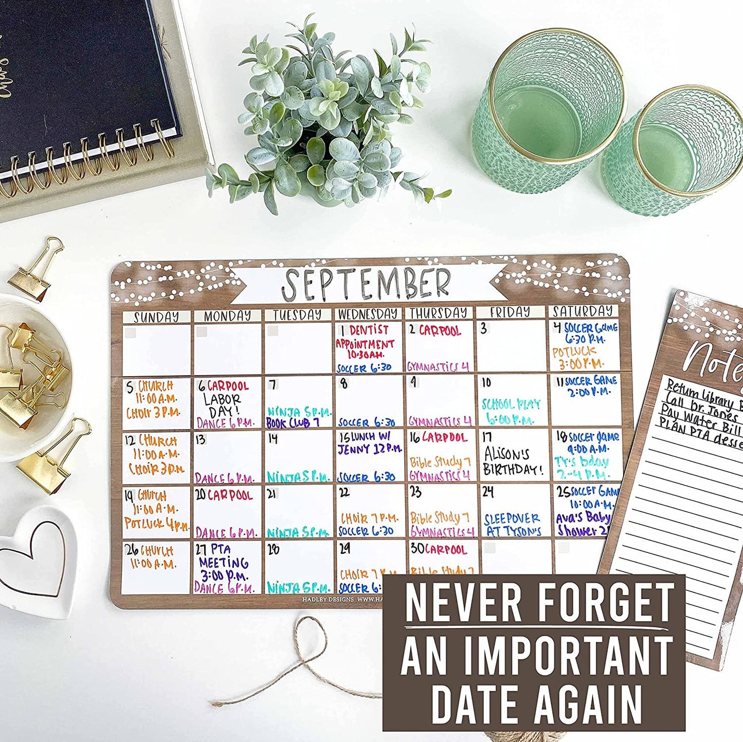 Rustic Large Magnetic Calendar for Fridge Dry Erase Board for Refrigerator - Magnetic Fridge Calendar Dry Erase Magnetic Whiteboard Calendar, Magnetic Dry Erase Calendar for Fridge Planner Magnet