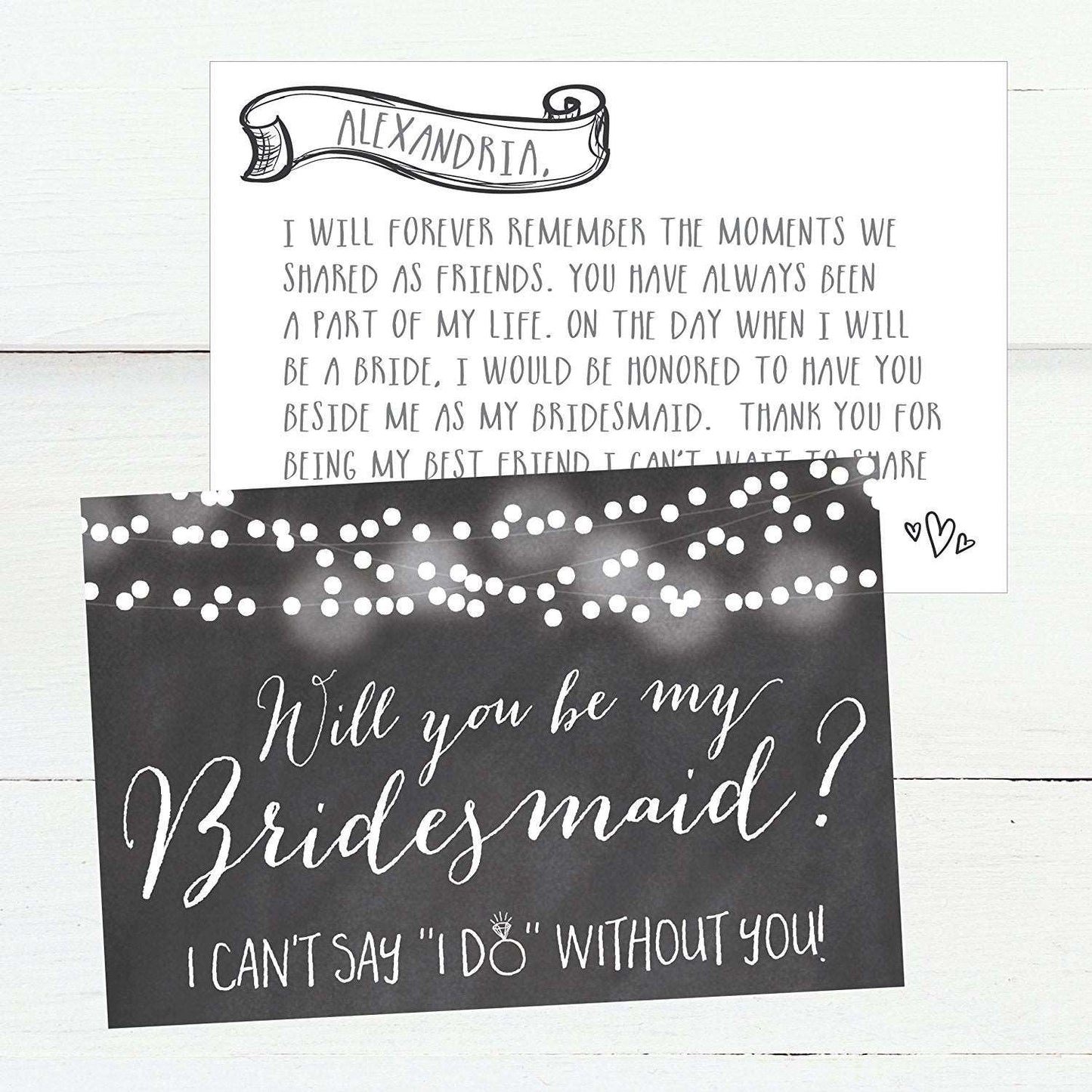 15 Will You Be My Bridesmaid Cards Chalkboard, I Can't Say I Do Without You, Rustic Proposal Note Cards For Gifts, Blank Chalk Ask To Be Your Bridesmaids Invitations Set, Asking A Bridesmaid Invite