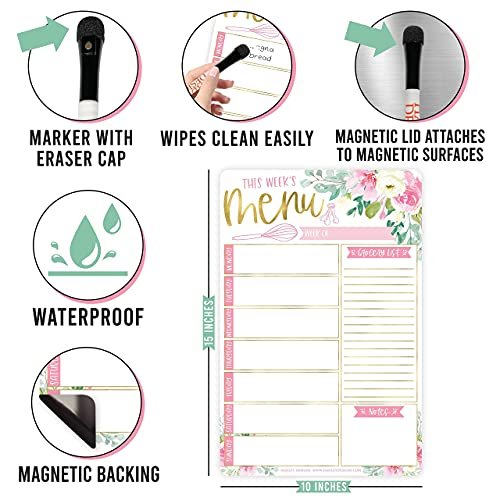 Blush Floral Magnetic Meal Planner | Weekly | Calendar & Planners