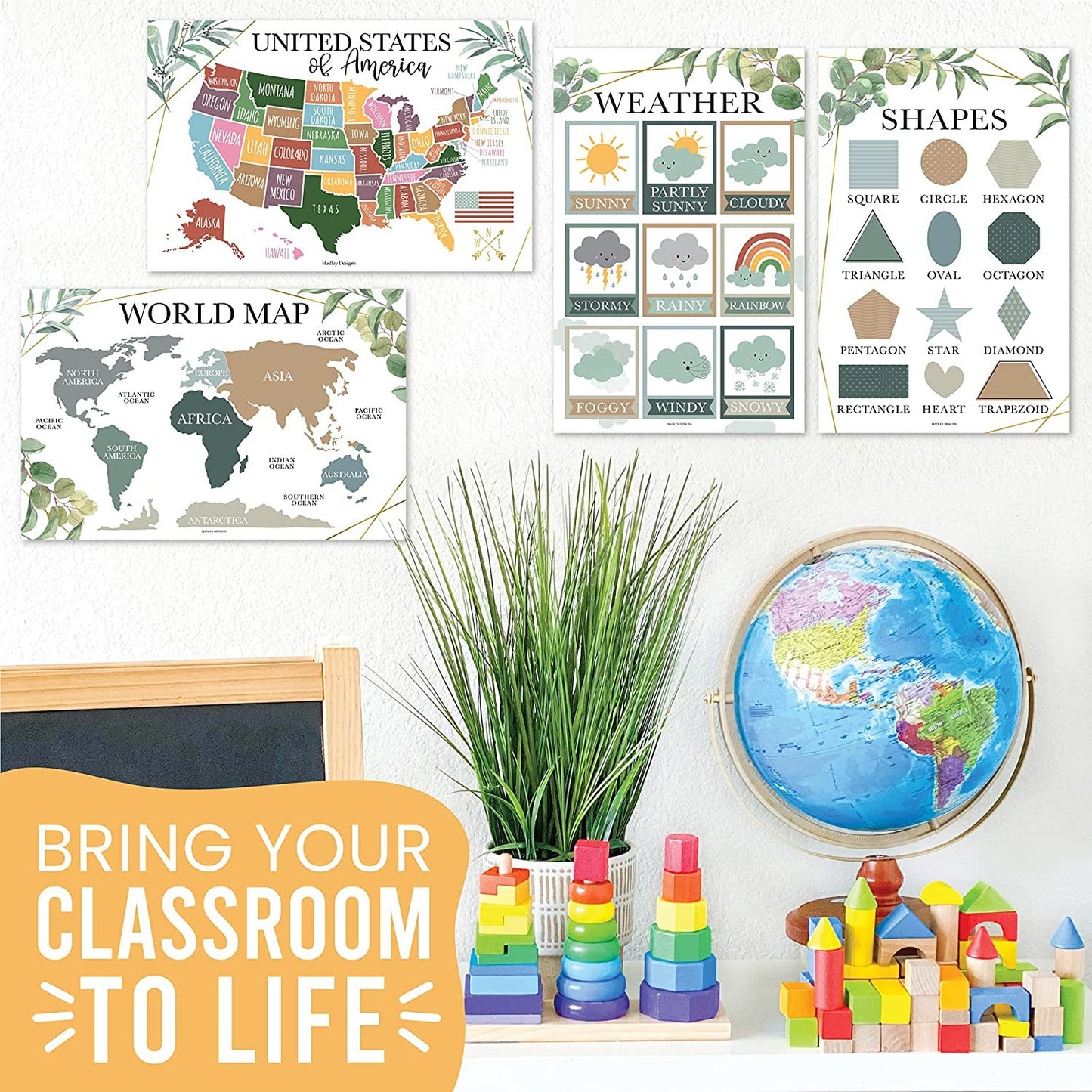 Greenery Educational Posters | Set of 16 | Classroom Supplies