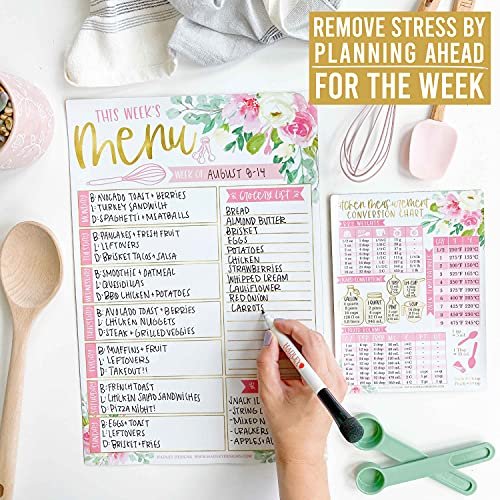 Blush Floral Magnetic Meal Planner | Weekly | Calendar & Planners