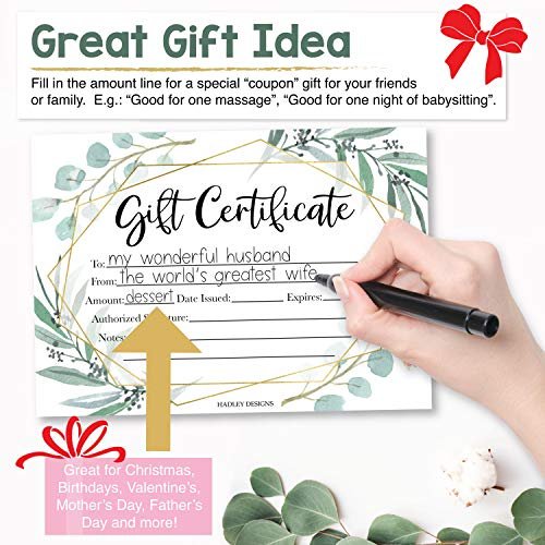 Blank Gift Certificates | Set of 25 | Cards & Party