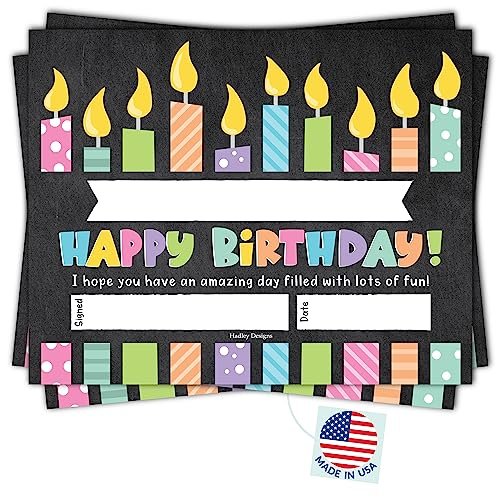 Colorful Chalk Birthday Certificates | Set of 25 | Birthday Gifts