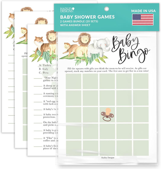 20 Safari Baby Shower Games Gender Neutral - Hilarious Baby Shower Games For Girl, Funny Baby Shower Games Boy, Baby Girl Baby Shower Bingo Game Girl, Baby Games For Baby Shower Tradition Cards