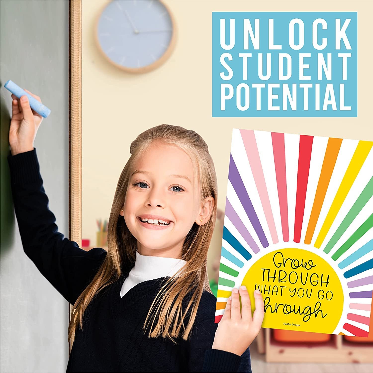 Motivational Classroom Posters, Colorful Pack of 9