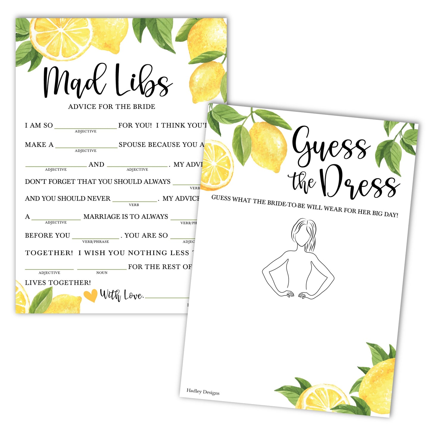 Guess The Dress & Mad Libs Games | Set of 20 | Bridal Shower Games