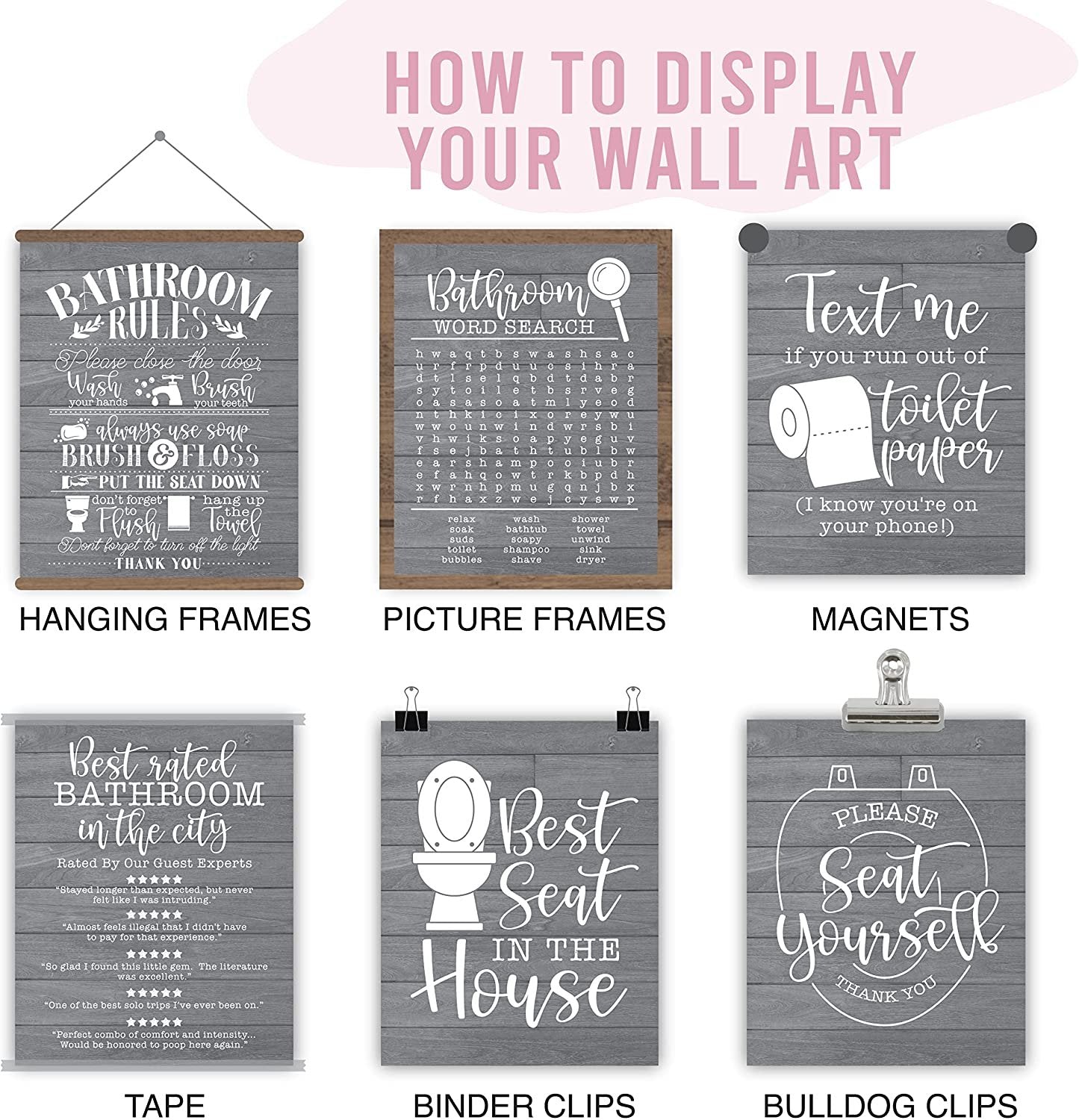 Farmhouse Funny Gray Wood Shark Bathroom Wall Art