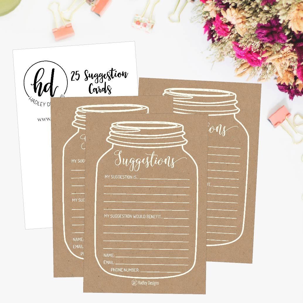 25 Kraft Mason Jar Suggestion Cards