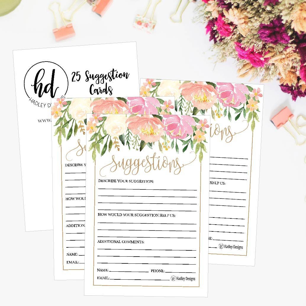 25 Watercolor Floral Suggestion Cards