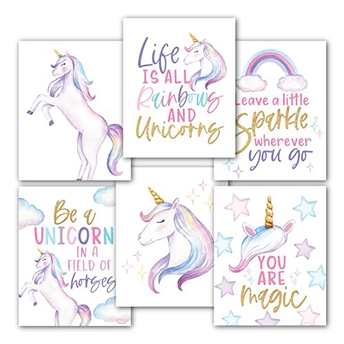 Unicorn 2 Children's Wall Art | Set of 6 | Home Decor