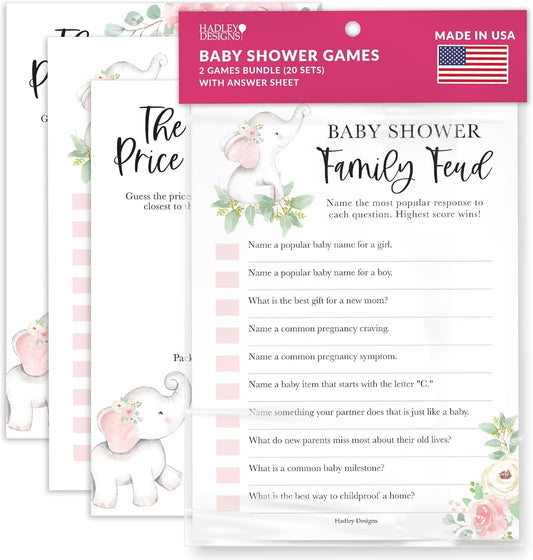 20 Elephant Baby Shower Games For Girl - Hilarious Baby Shower Games Girl, The Price Is Right Baby Shower Game Cards, Baby Games For Baby Shower Family Feud Game, Baby Girl Baby Shower Games Funny