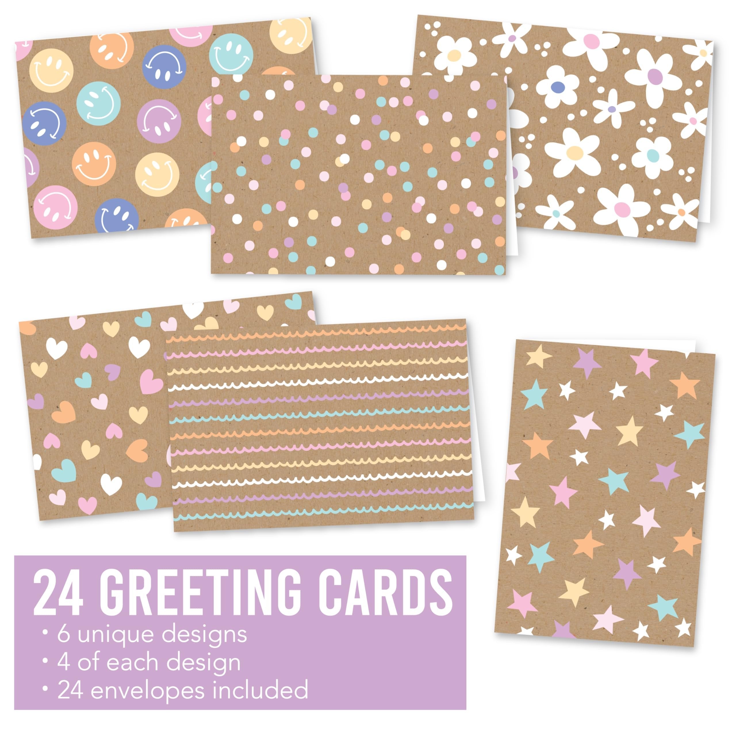 Blank Greeting Cards | Set of 24 | Cards & Party | Envelopes Included
