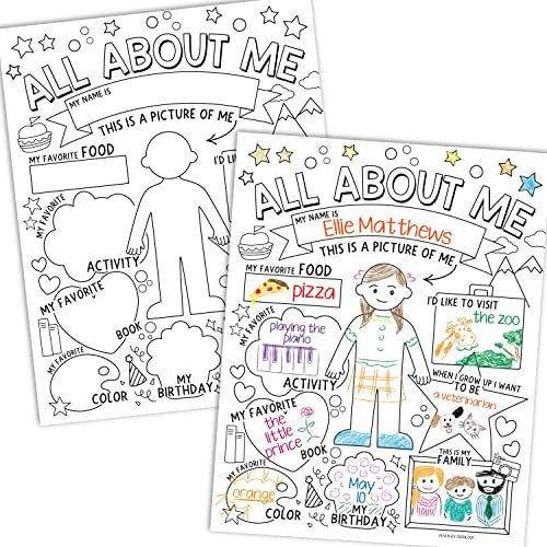 Black & White Doodle All About Me Posters | Set of 20 | Educational Posters