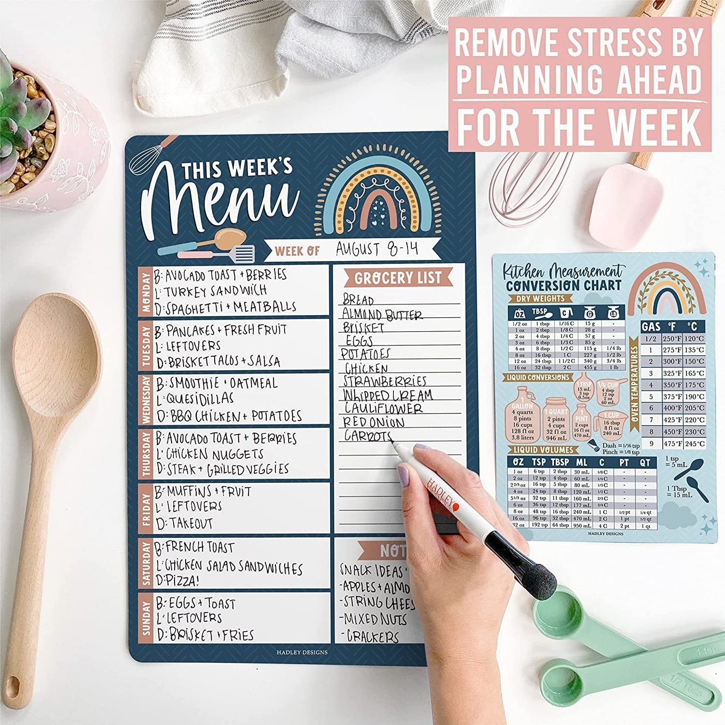 Boho Rainbow Magnetic Meal Planner | Weekly | Calendar & Planners