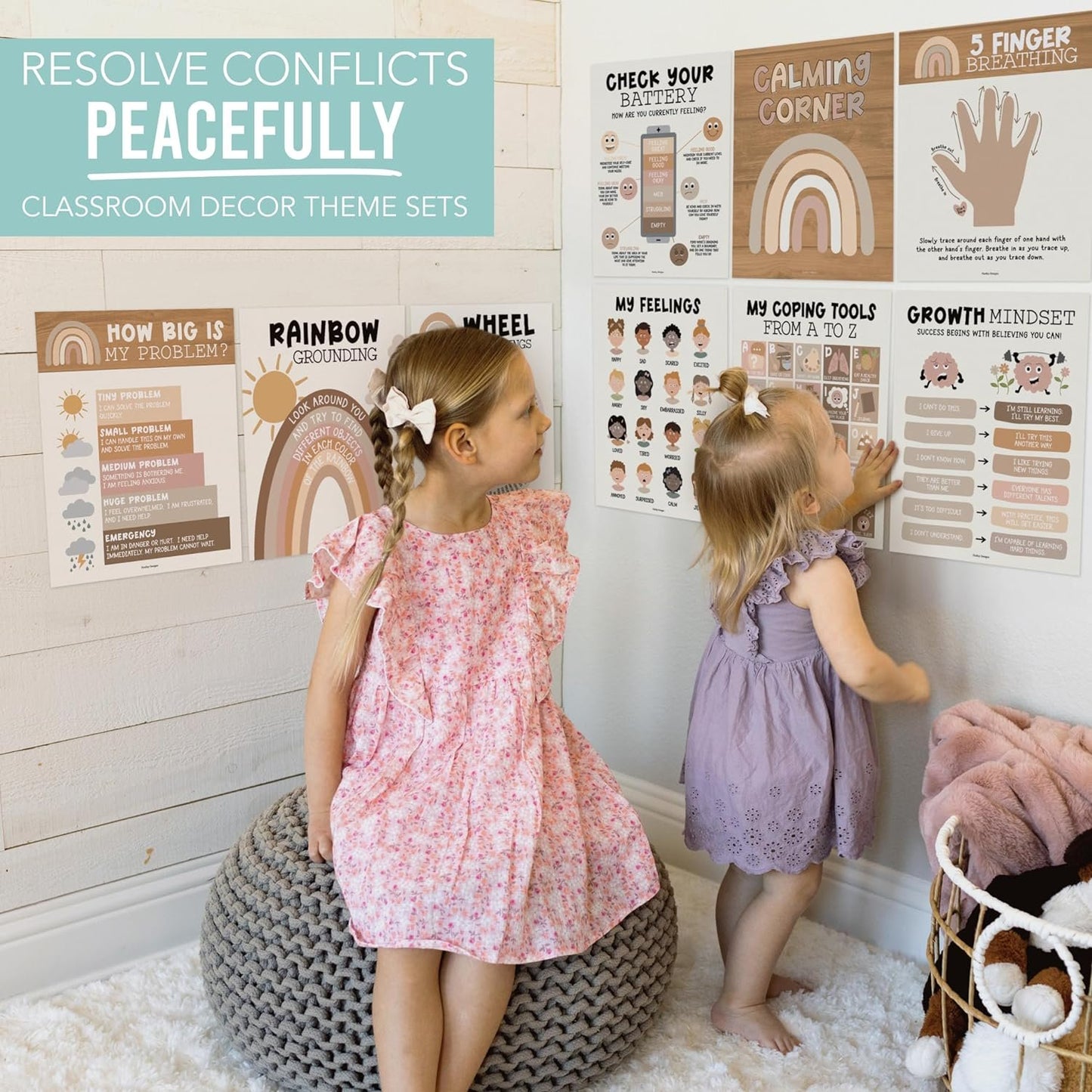 Neutral Calming Corner Posters | Set of 9 | Classroom Decor