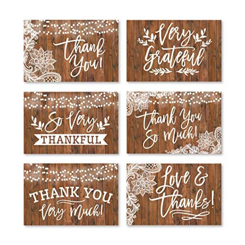 Rustic Wood Folded Thank You Cards | Set of 24 | General