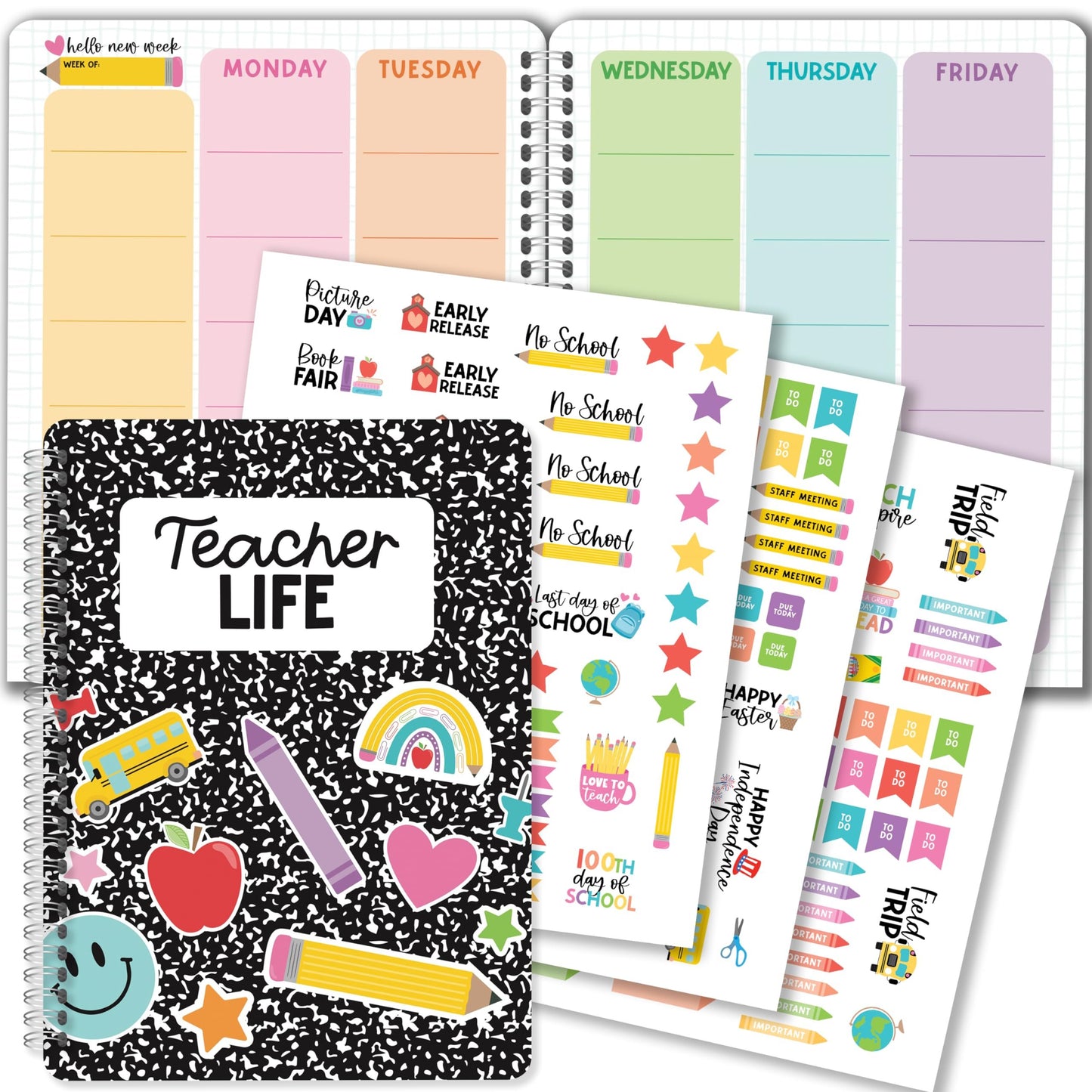 Colorful Undated Teacher Planner 2024-2025 - Homeschool Planner, Teacher Lesson Planner 2024-2025, Teacher Lesson Plan Book, Lesson Planner Book for Teacher, Teacher Planner Undated, Teacher Plan Book