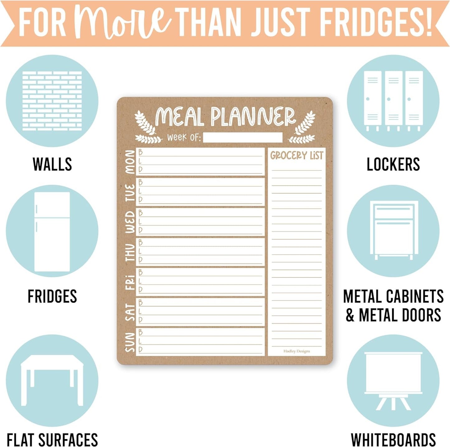 Rustic Weekly Dinner Menu Board For Kitchen - Magnetic Meal Planner For Refrigerator White Board Dry Erase, Weekly Menu Board For Fridge Whiteboard, Weekly Meal Planner Magnetic Fridge Whiteboard