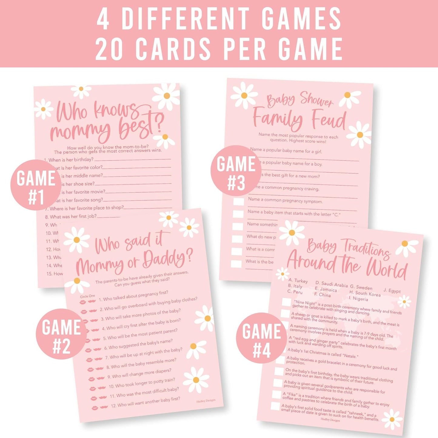 40 Retro Baby Shower Games For Girl - Who Knows Mommy Best Baby Shower Game, Guess Who Mommy Or Daddy Baby Shower Game, Baby Games For Baby Shower Family Feud Game, Girl Baby Shower Tradition Cards