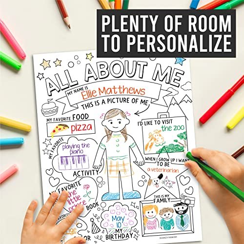 Black & White Doodle All About Me Posters | Set of 20 | Educational Posters