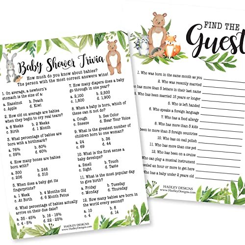 Trivia & Find the Guest Games | Set of 25 | Baby Shower Games