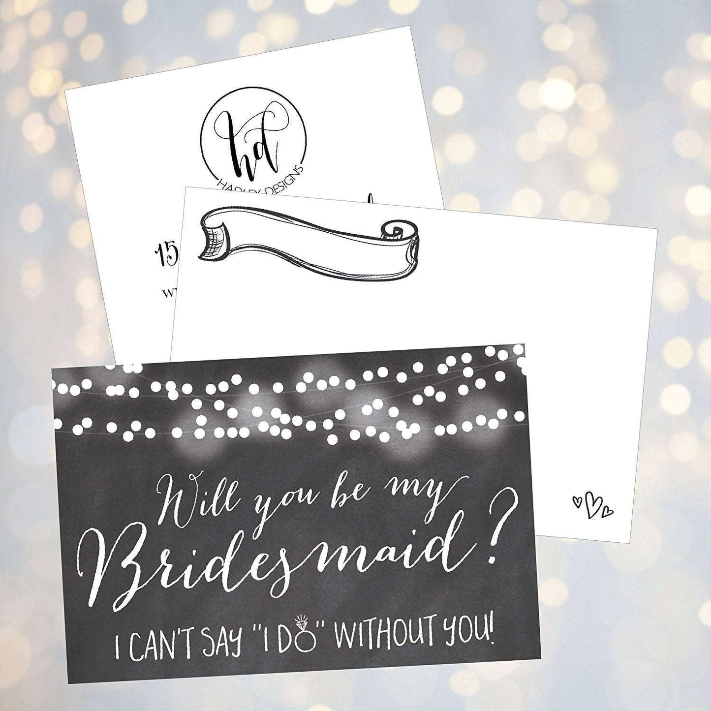 15 Will You Be My Bridesmaid Cards Chalkboard, I Can't Say I Do Without You, Rustic Proposal Note Cards For Gifts, Blank Chalk Ask To Be Your Bridesmaids Invitations Set, Asking A Bridesmaid Invite