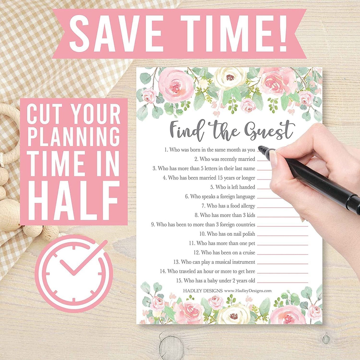 Trivia & Find the Guest Games | Set of 25 | Baby Shower Games