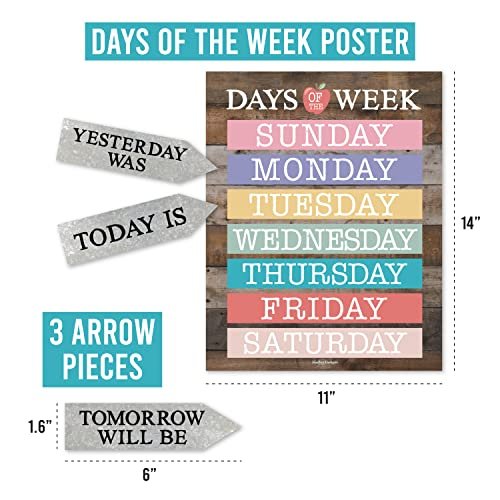 Farmhouse Brown Wood Classroom Calendar | Bulletin Board | Classroom Supplies