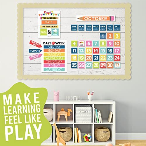 Colorful & White Classroom Calendar | Bulletin Board | Classroom Supplies