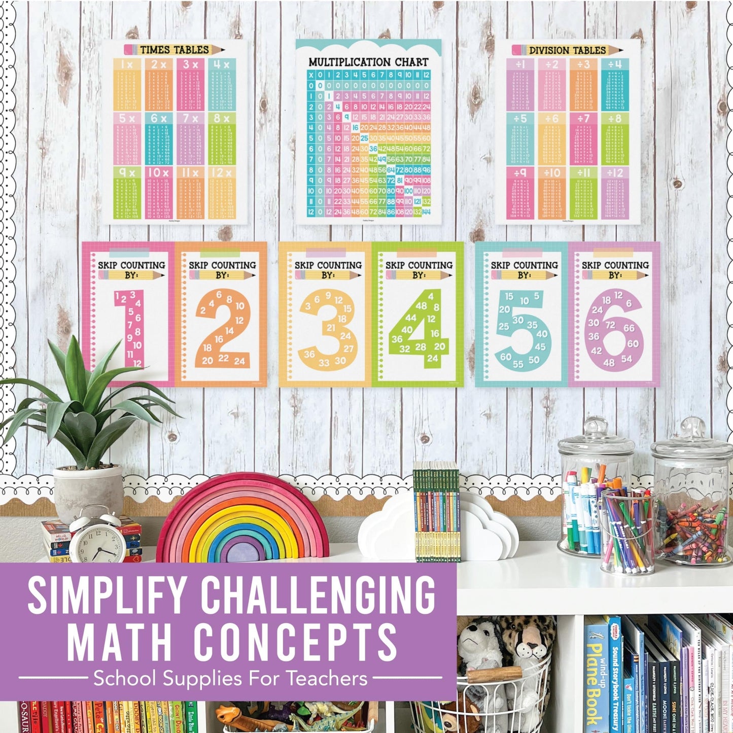 Colorful Pastel Multiplication Posters | Set of 9 | Classroom Supplies