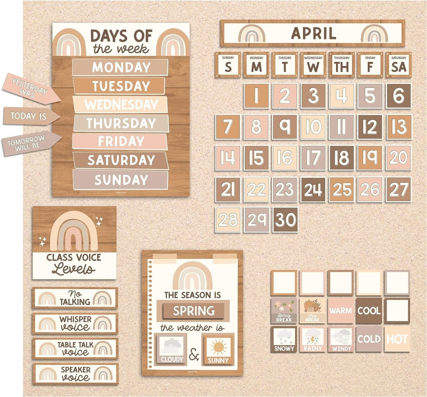 Neutral Classroom Calendar | Bulletin Board | Classroom Supplies