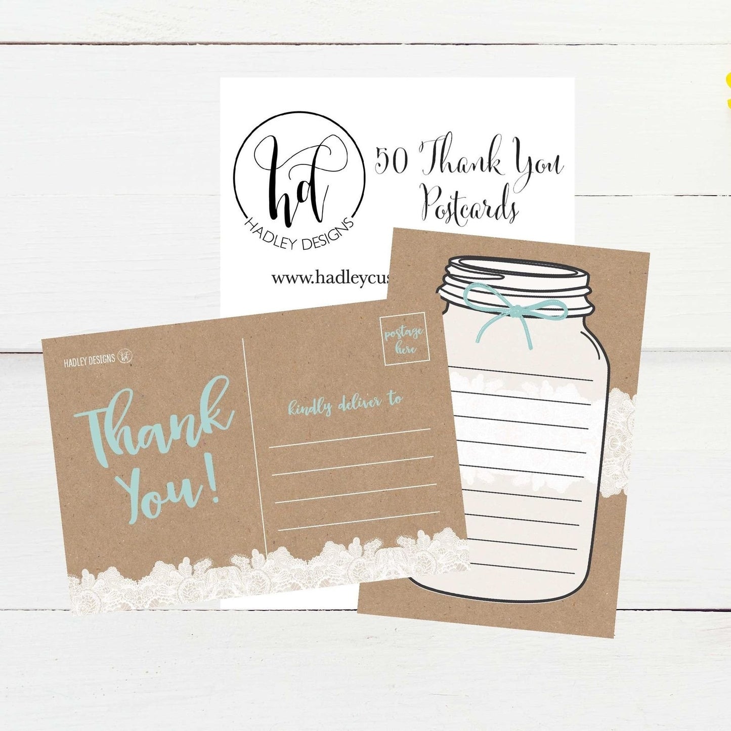 50 4x6 Rustic Blank Thank You Postcards Bulk, Cute Kraft Modern Blank Thank You Note Card Stationery For Wedding Bridesmaid Bridal or Baby Shower, Teachers, Appreciation, Religious, Business, Holiday