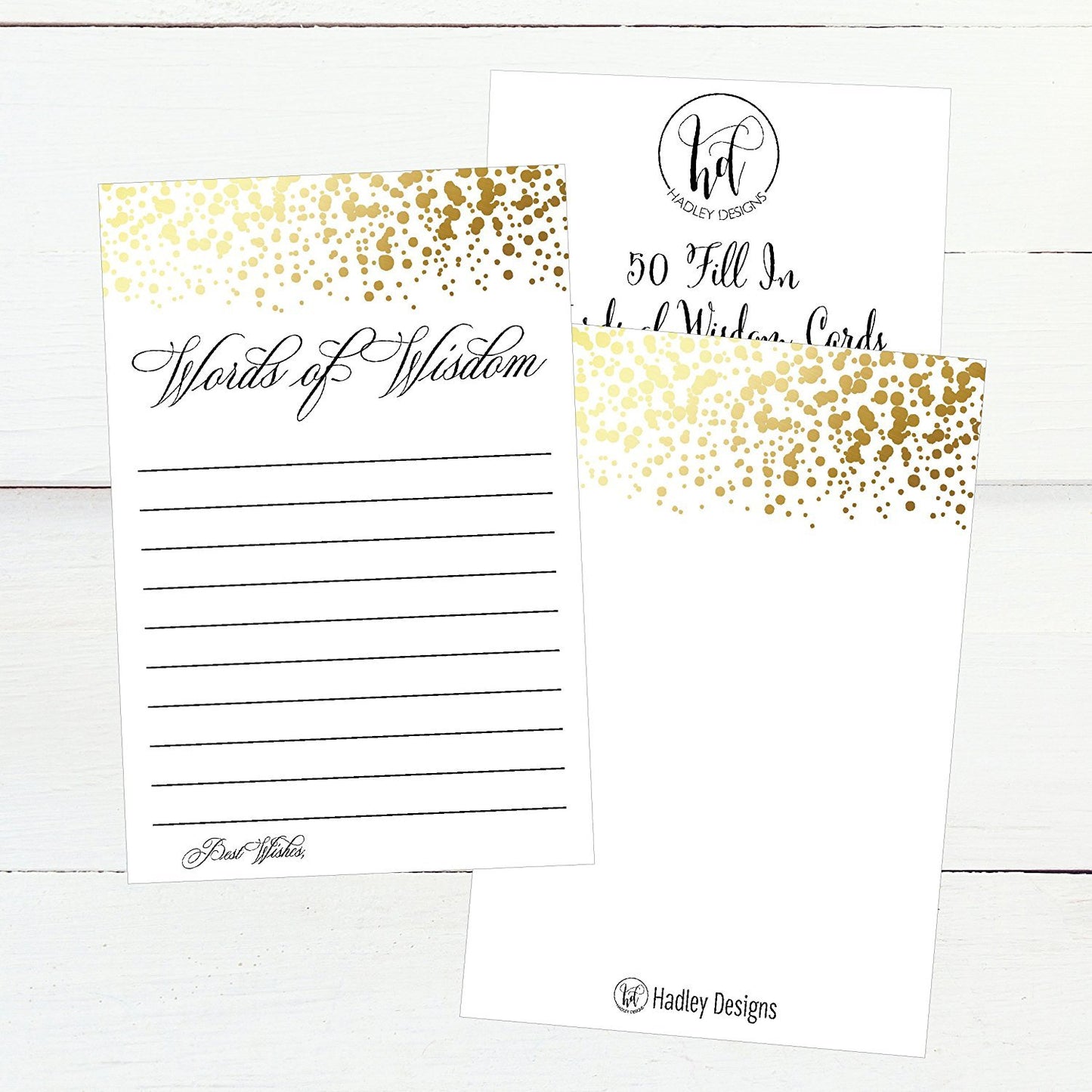 50 Gold Words of Wisdom Advice Cards, Use As Graduation Advice Cards, Marriage or Wedding Advice Cards, Guest Book Alternative, Bridal or Baby Shower Party Games, Boy or Girl Baby Predictions