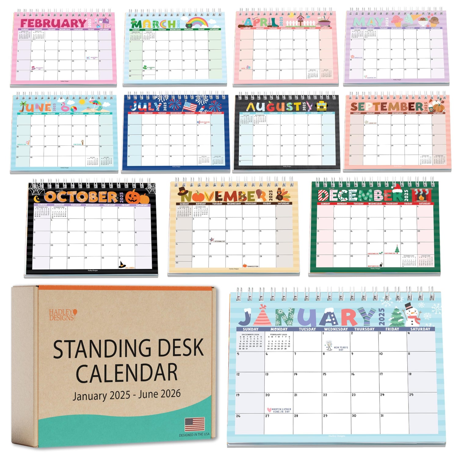 Doodle Typography Small Desk Calendar | 2025-2026 | Standing Flip Cale – Hadley Designs doodle-typography-small-desk-calendar-2025-2026-standing-flip-cale-hadley-designs