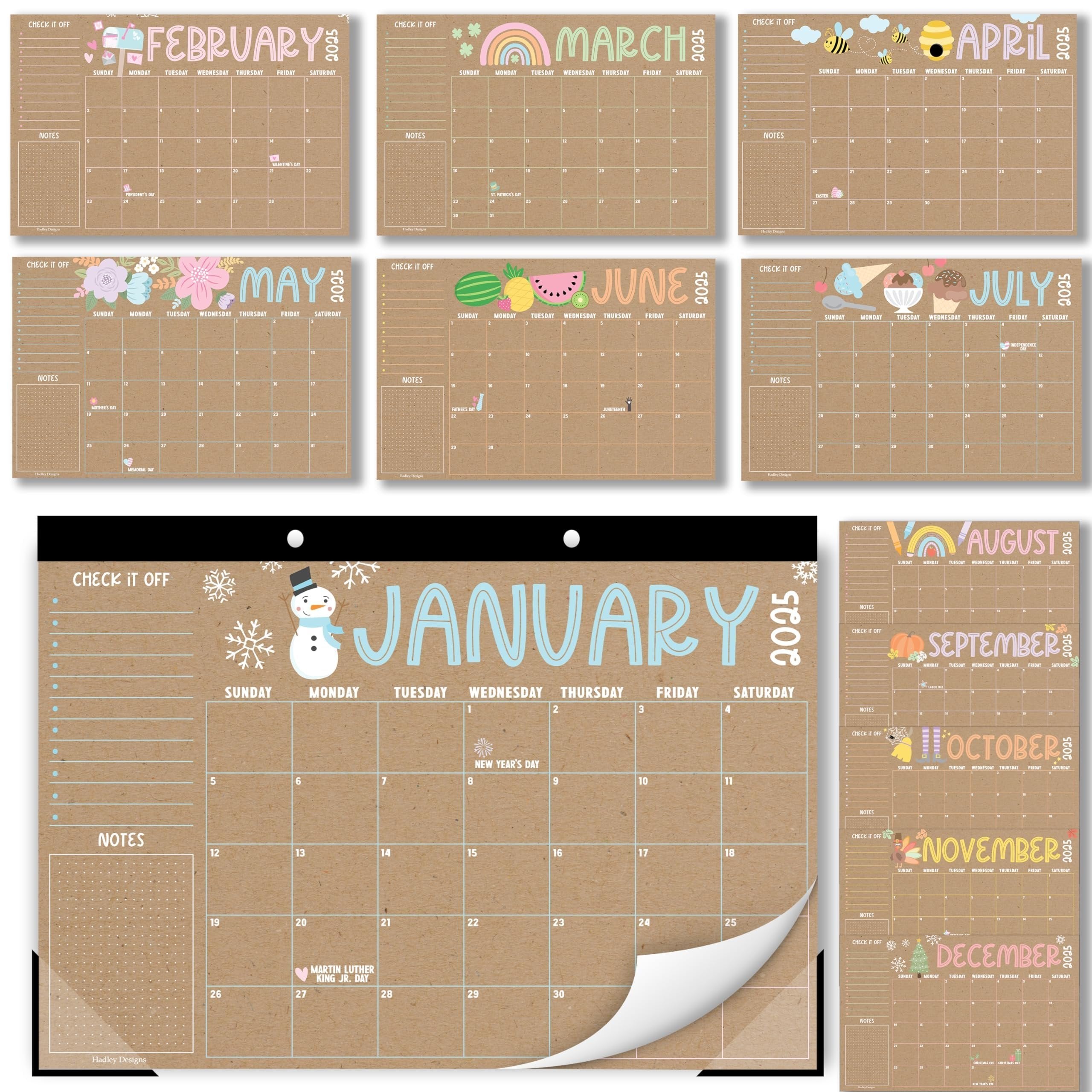 18Month Desk Calendars with Note Section Office & Classroom Hadley