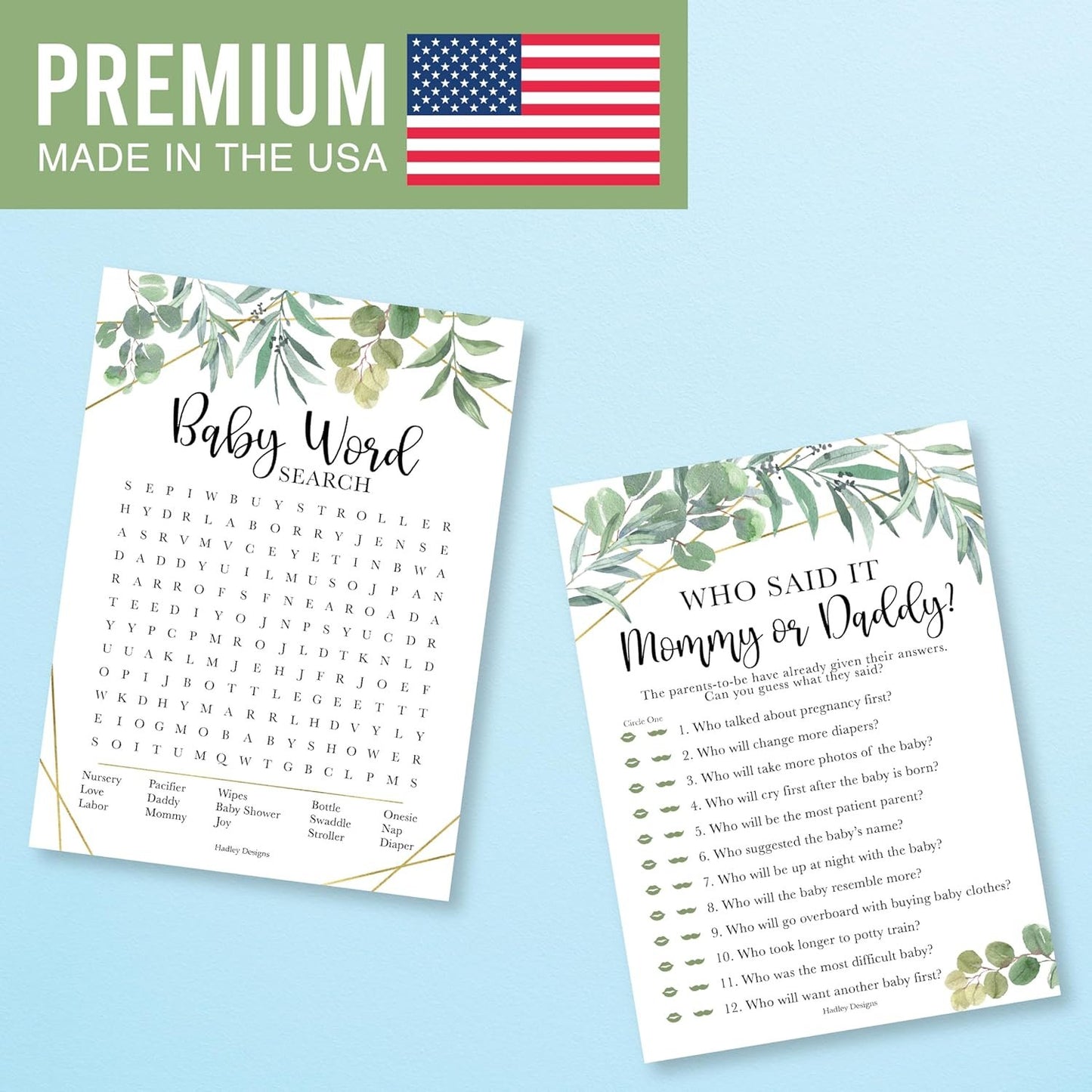 20 Greenery Baby Shower Games Gender Neutral - Hilarious Baby Shower Games For Girl, Funny Baby Shower Games Boy, Guess Who Mommy Or Daddy Baby Shower Game, Baby Games For Baby Shower Word Search Game