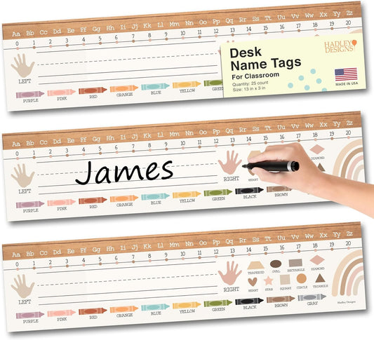 25 Boho Desk Name Plates for Classroom - Classroom Name Tags for Desk, Desk Name Tags for Classroom, Student Name Tags for Desks, Student Name Plates for Desks Classroom, Name Plate for Desk Kids