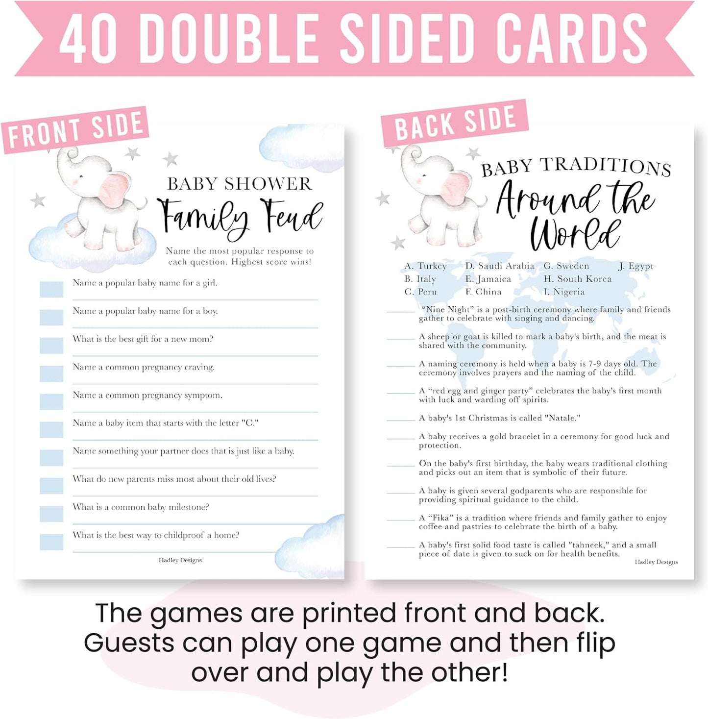 40 Elephant Baby Shower Games Boy - Who Knows Mommy Best Baby Shower Game, Guess Who Mommy Or Daddy Baby Shower Game, Baby Games For Baby Shower Family Feud Game, Baby Boy Baby Shower Tradition Cards