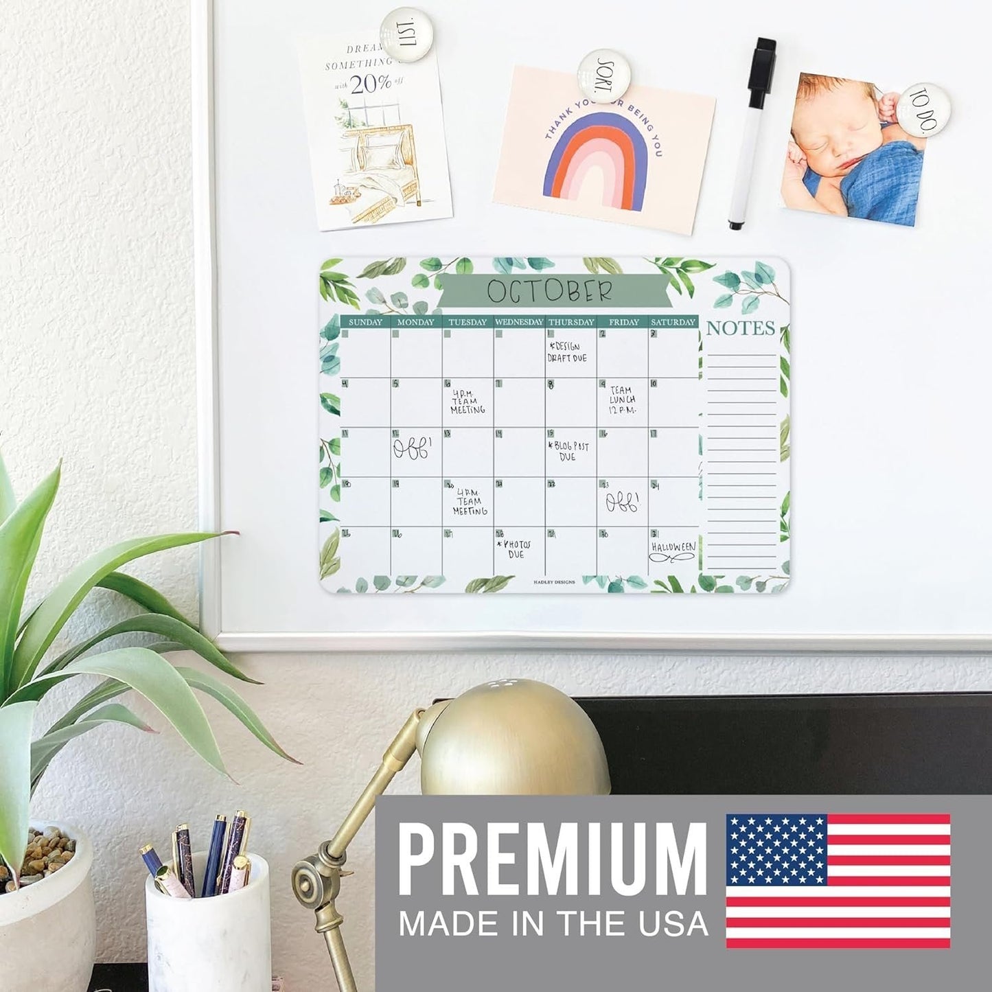 Geo Greenery 2 Magnetic Calendar | Dry-Erase | Calendars & Planners